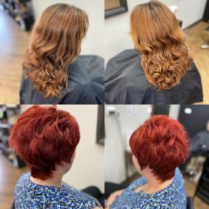 Before and after colour transformations, warm copper and vibrant red